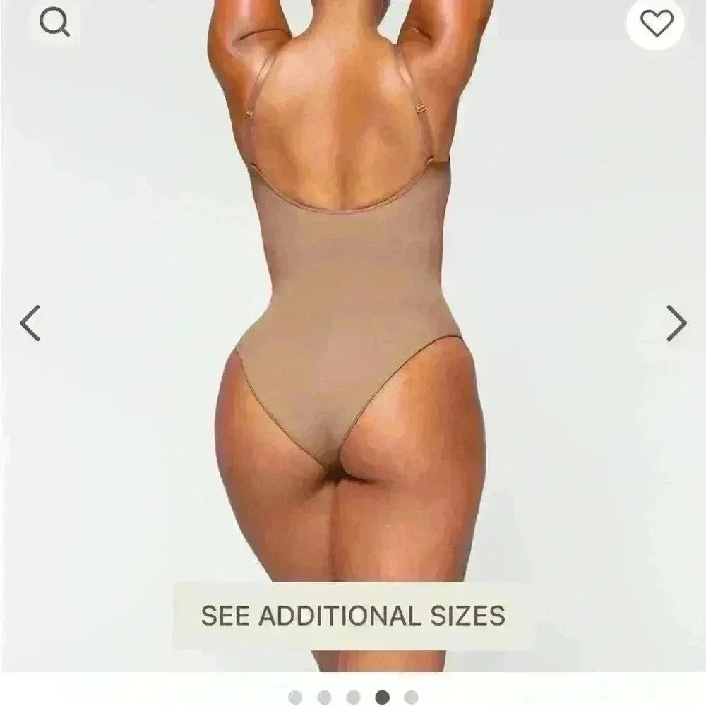 SKIMS Adjustable Straps Seamless Sculpt Compression Thong Bodysuit Size …